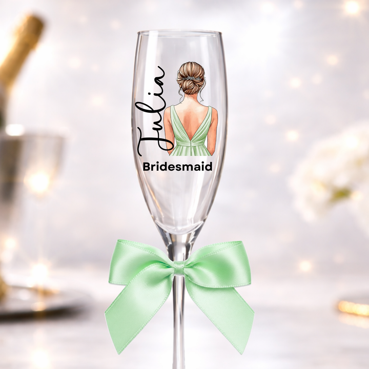 UV DTF decal - Bridesmaid - mint green - bun hair