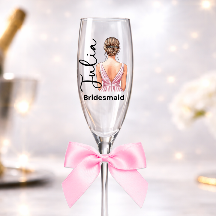 UV DTF decal - Bridesmaid - light pink - bun hair