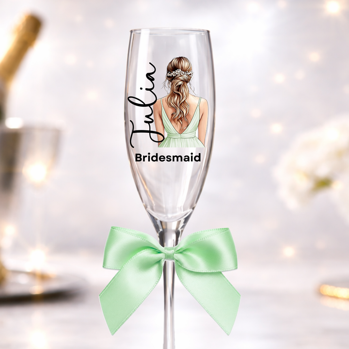 UV DTF decal - Bridesmaid - mint green - half bun hair