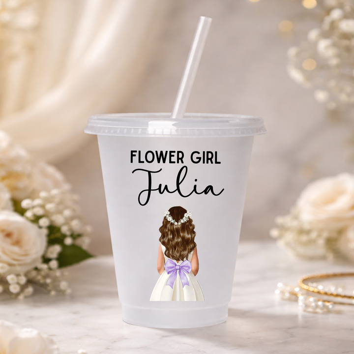 UV DTF decal - Flower girl - lilac bow dress - loose hair