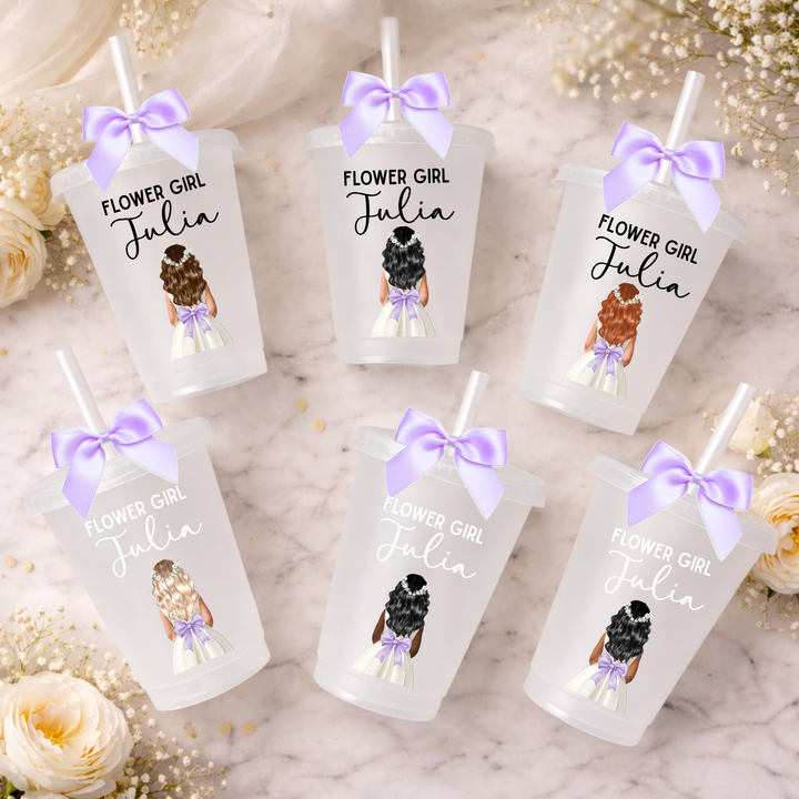 UV DTF decal - Flower girl - lilac bow dress - loose hair