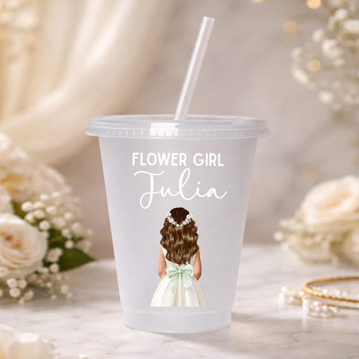 UV DTF decal - Flower girl - mint green bow dress - loose hair