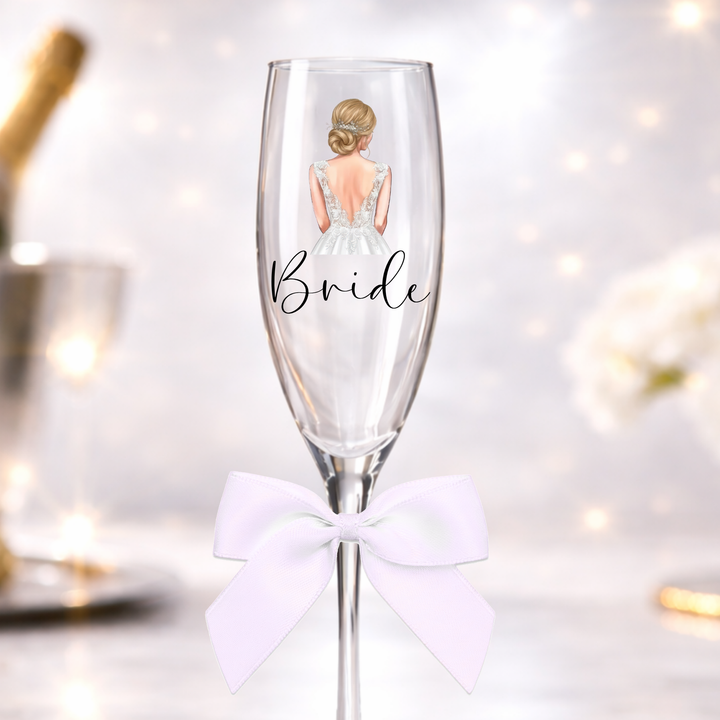 UV DTF decal - Bride - silver dress - bun hair