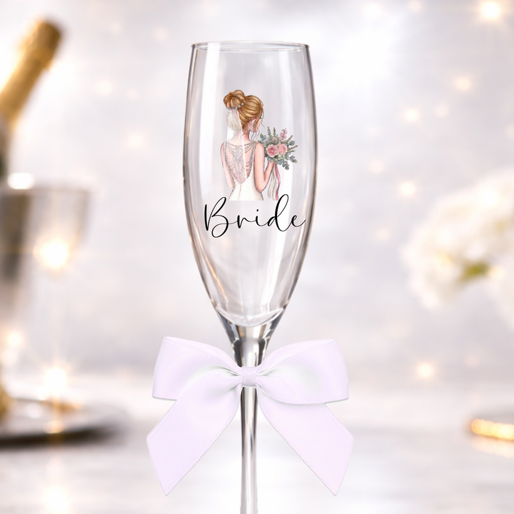 UV DTF decal - Bride - white dress with bouquet - bun hair