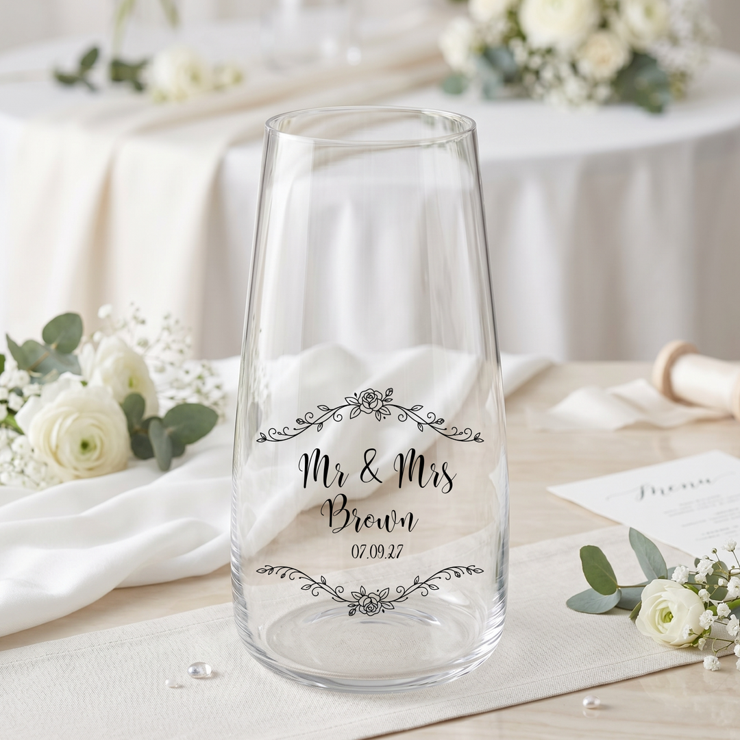 Wedding UV DTF decal - personalised - Bride - Vase candle uv dtf decal flower