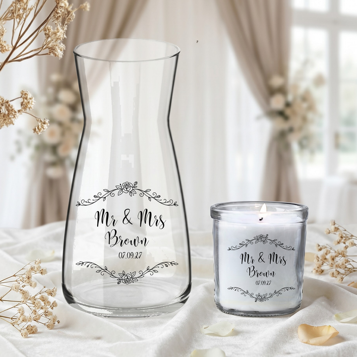 Wedding UV DTF decal - personalised - Bride - Vase candle uv dtf decal flower