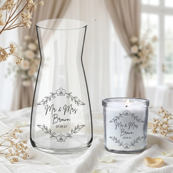 Wedding UV DTF decal - personalised - Bride - Vase candle uv dtf decal flower simple
