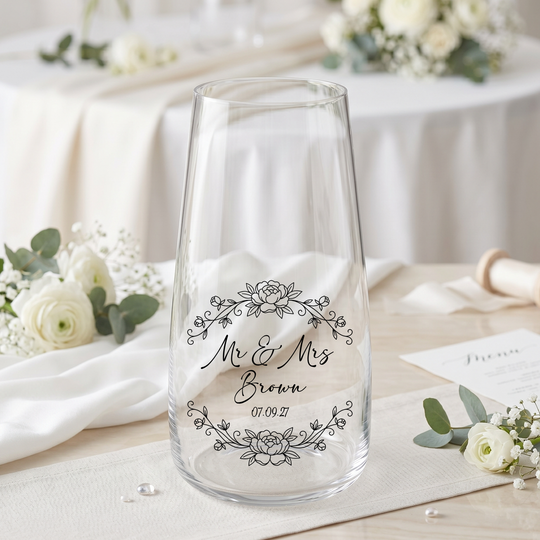 Wedding UV DTF decal - personalised - Bride - Vase candle uv dtf decal rose flower