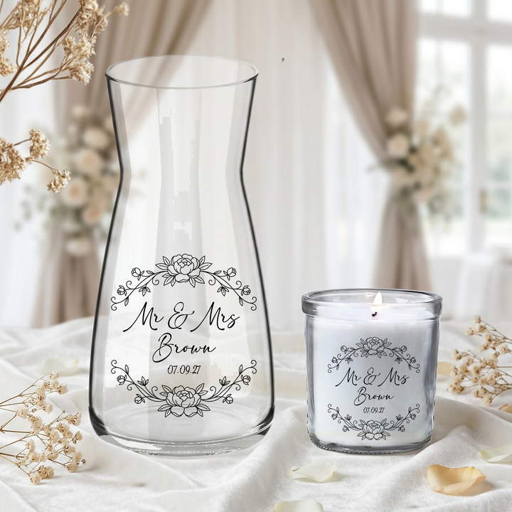 Wedding UV DTF decal - personalised - Bride - Vase candle uv dtf decal rose flower
