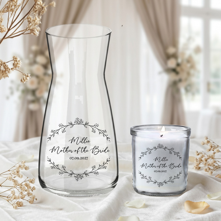 Wedding UV DTF decal - personalised - Bride - Vase candle uv dtf decal tiny flower