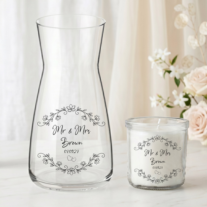 Wedding UV DTF decal - personalised - Bride - Vase candle uv dtf decal pretty flower