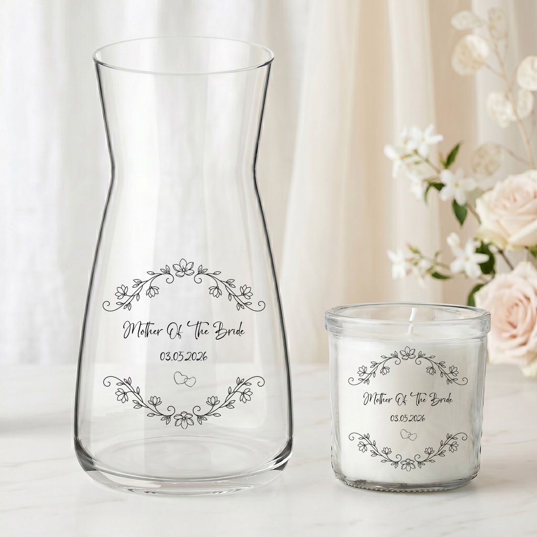 Wedding UV DTF decal - personalised - Bride - Vase candle uv dtf decal pretty flower