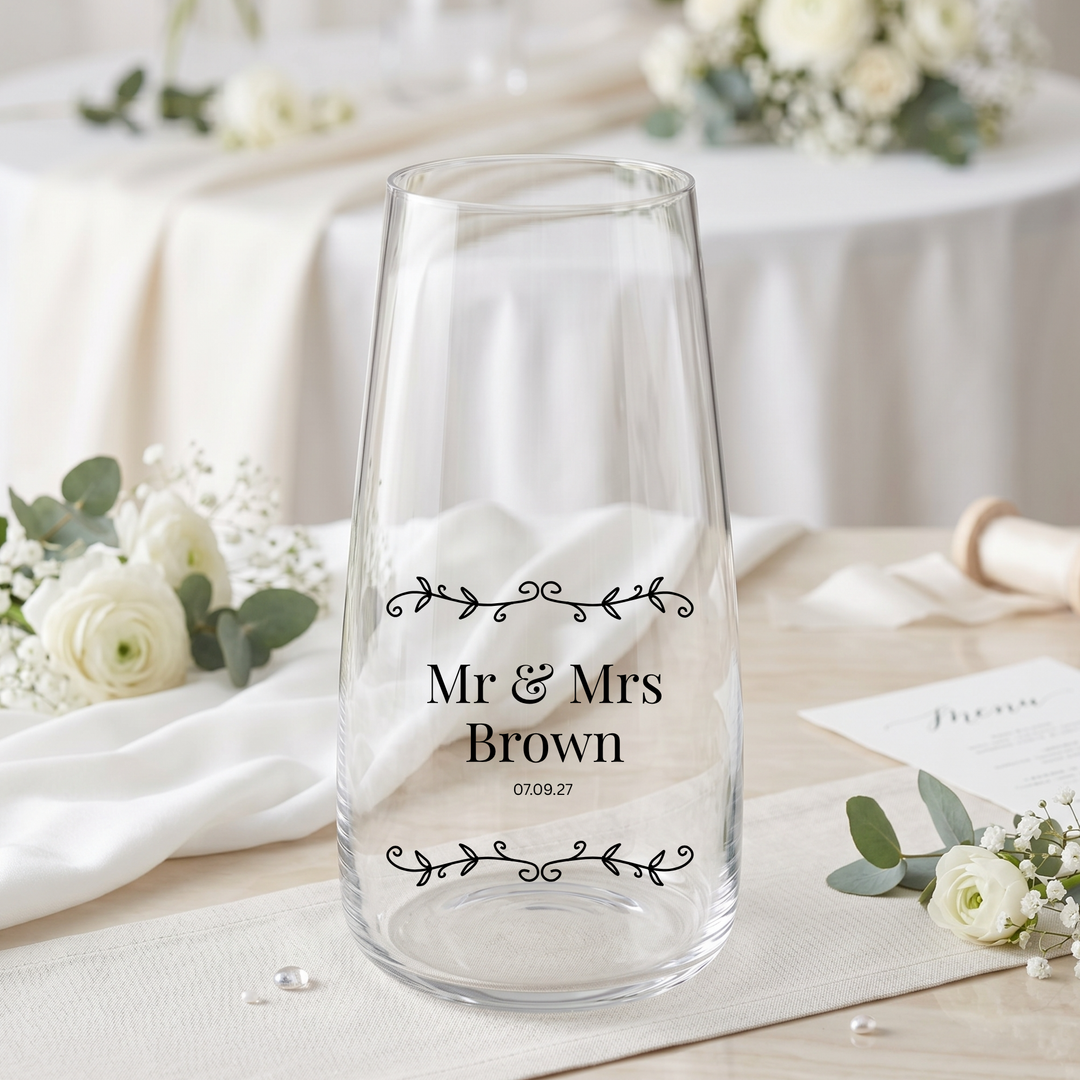 Wedding UV DTF decal - personalised - Bride - Vase candle uv dtf decal leaf vine