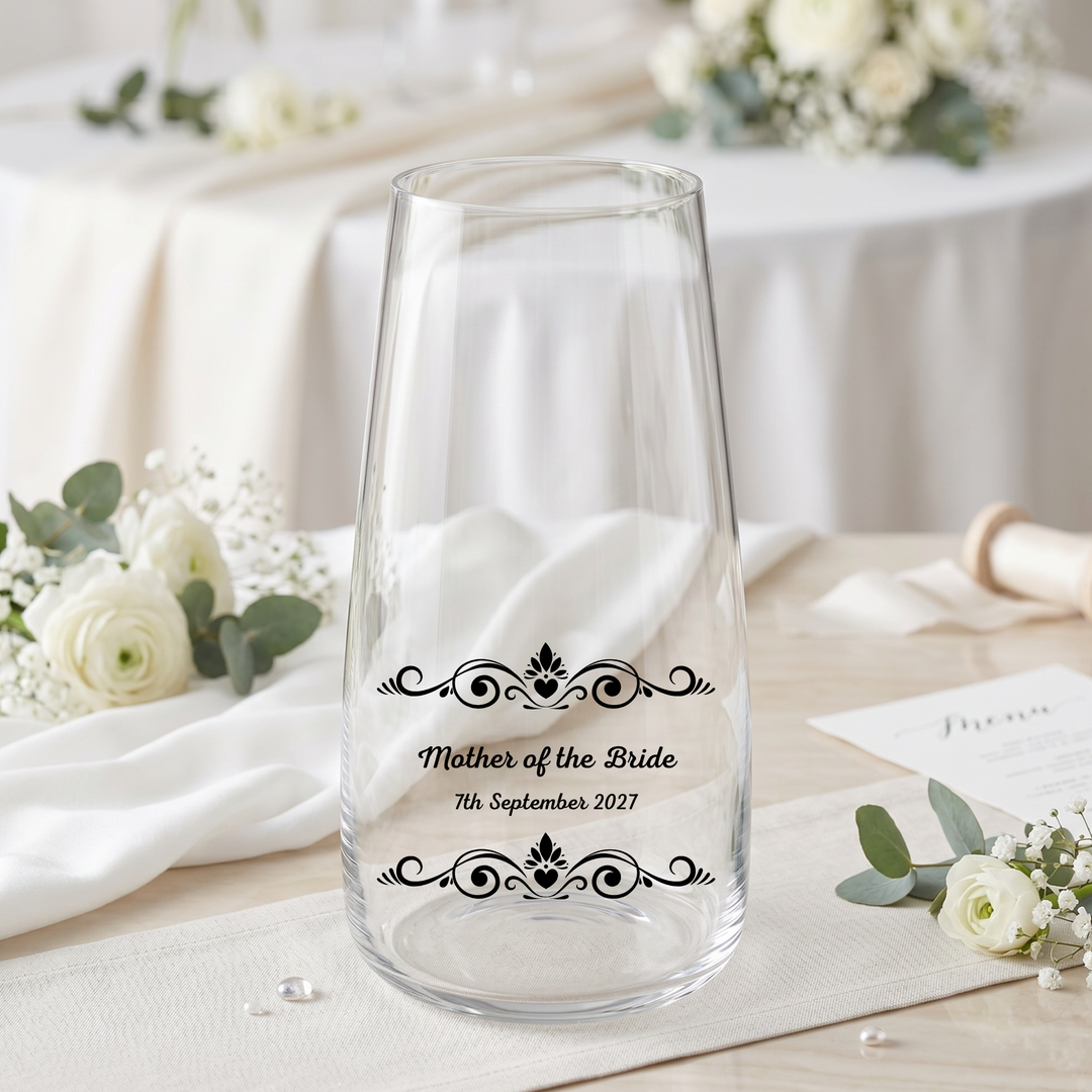 Wedding UV DTF decal - personalised - Bride - Vase candle uv dtf decal love tendril
