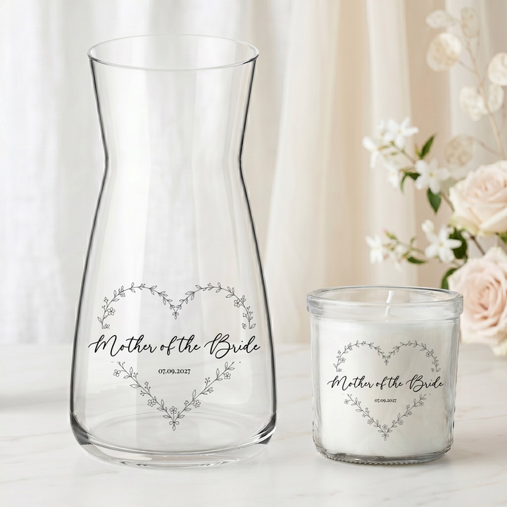 Wedding UV DTF decal - personalised - Bride - Vase candle uv dtf decal tiny flower love