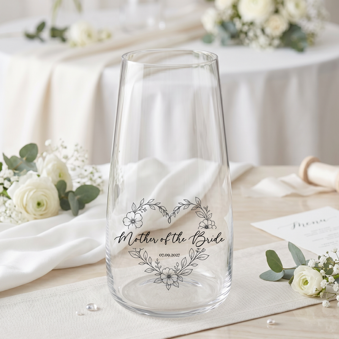 Wedding UV DTF decal - personalised - Bride - Vase candle uv dtf decal flower love wreath