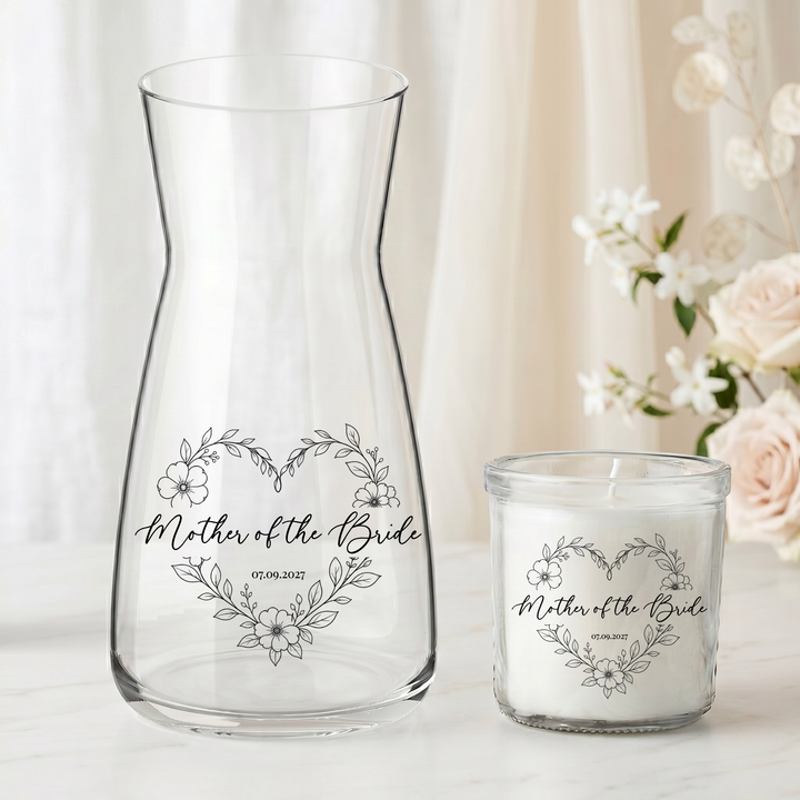 Wedding UV DTF decal - personalised - Bride - Vase candle uv dtf decal flower love wreath