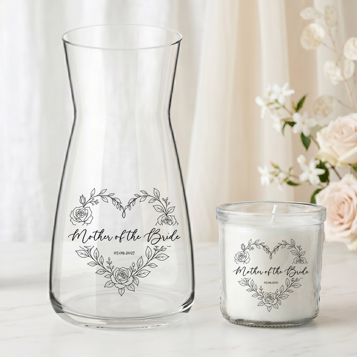 Wedding UV DTF decal - personalised - Bride - Vase candle uv dtf decal rose flower love wreath