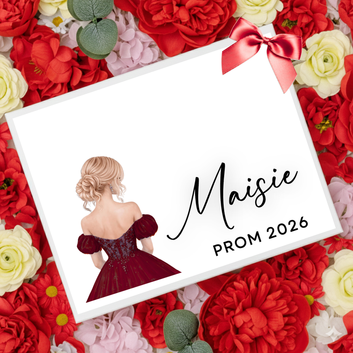 Sticker decal - prom bun maroon - for Magnetic topper box