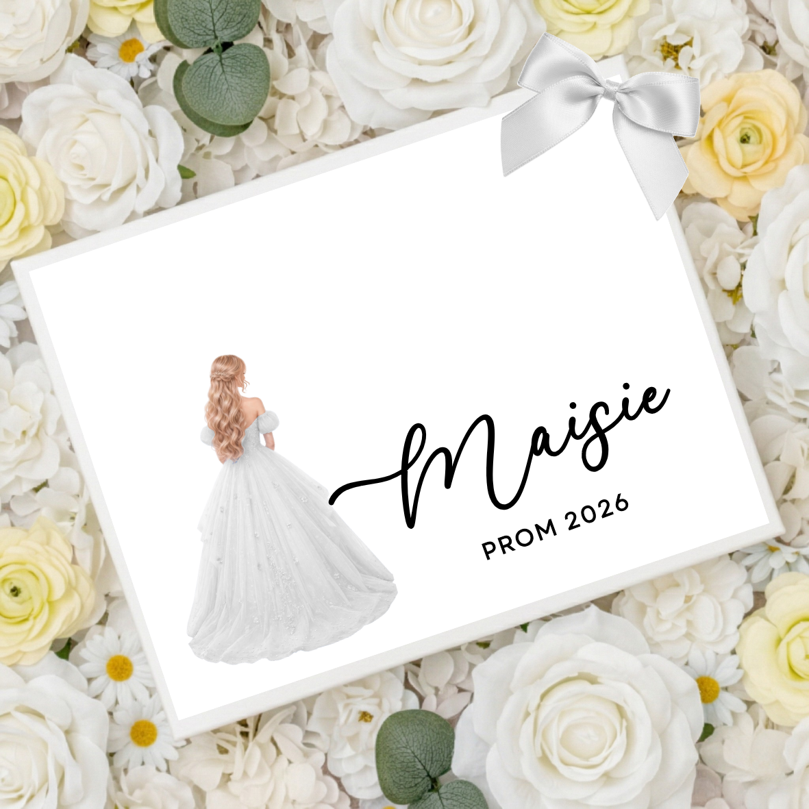 Sticker decal - prom loose braid white - for Magnetic topper box ...