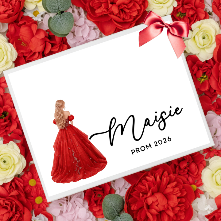 Sticker decal - prom loose braid red - for Magnetic topper box