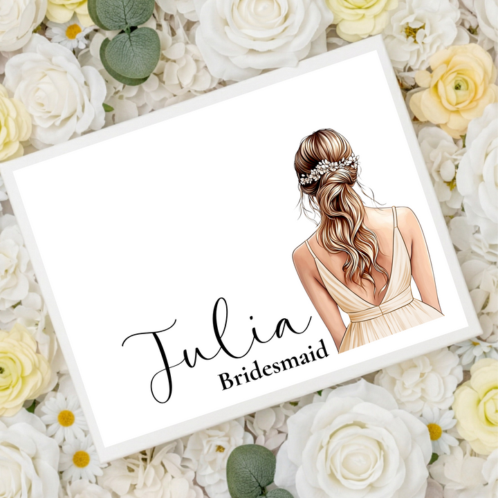 Sticker decal - Bridesmaid - light yellow dress - loose braid hair - for Magnetic topper box