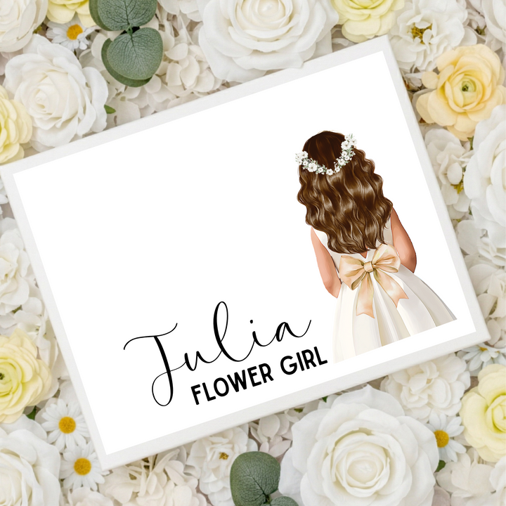 Sticker decal - Flower girl - light yellow bow dress - loose hair - for Magnetic topper box