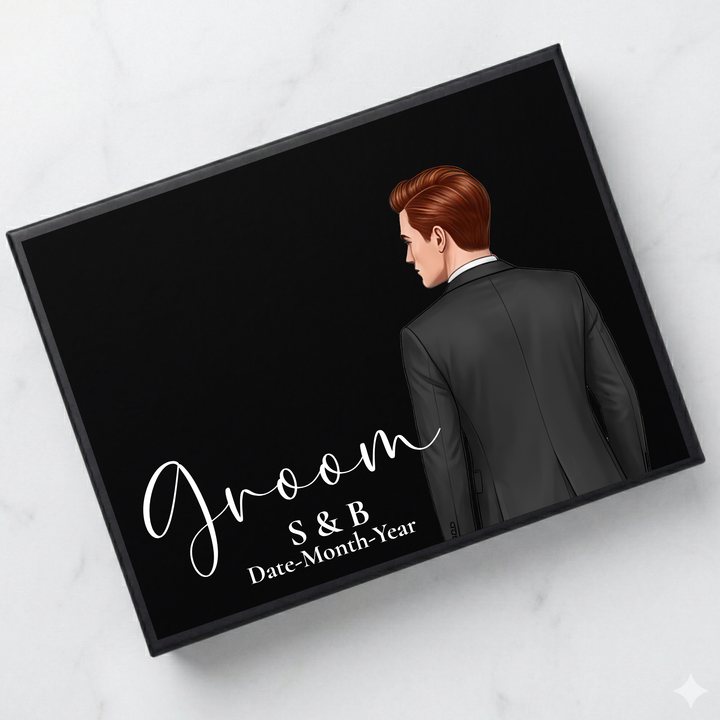 Sticker decal - Groom - black suit - for Magnetic topper box