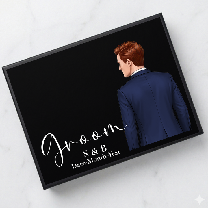Sticker decal - Groom - navy suit - for Magnetic topper box
