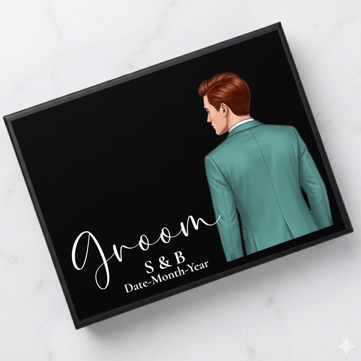 Sticker decal - Groom - green suit - for Magnetic topper box