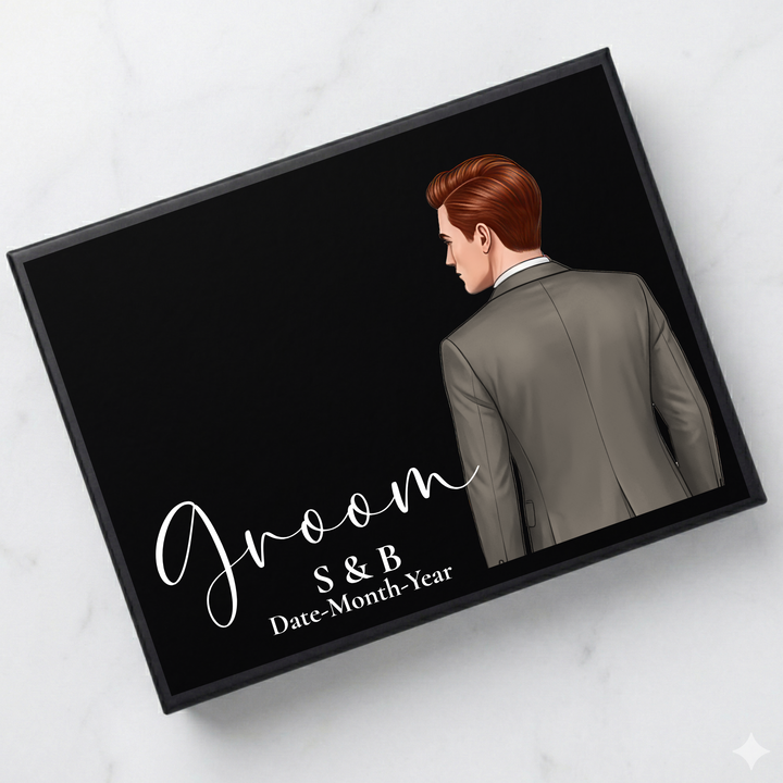 Sticker decal - Groom - light grey suit - for Magnetic topper box