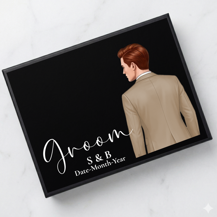 Sticker decal - Groom - cream suit - for Magnetic topper box