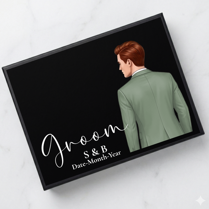 Sticker decal - Groom - sage green suit - for Magnetic topper box