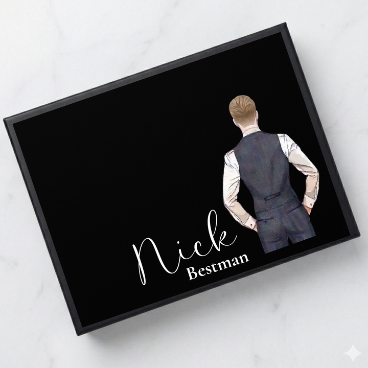 Sticker decal - Groomsmen - dark grey - waistcoat - for Magnetic topper box