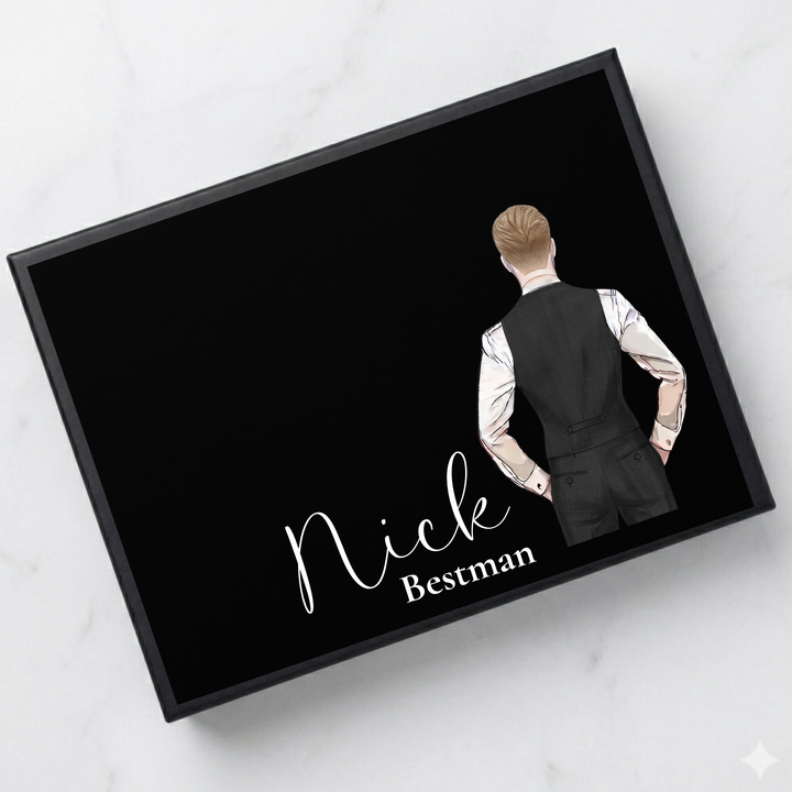 Sticker decal - Groomsmen - black - waistcoat - for Magnetic topper box