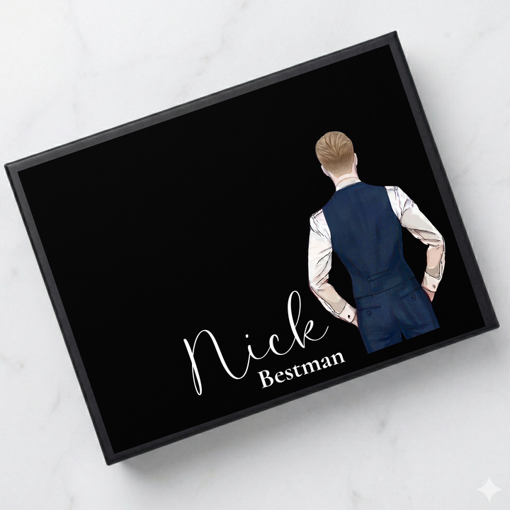 Sticker decal - Groomsmen - navy - waistcoat - for Magnetic topper box