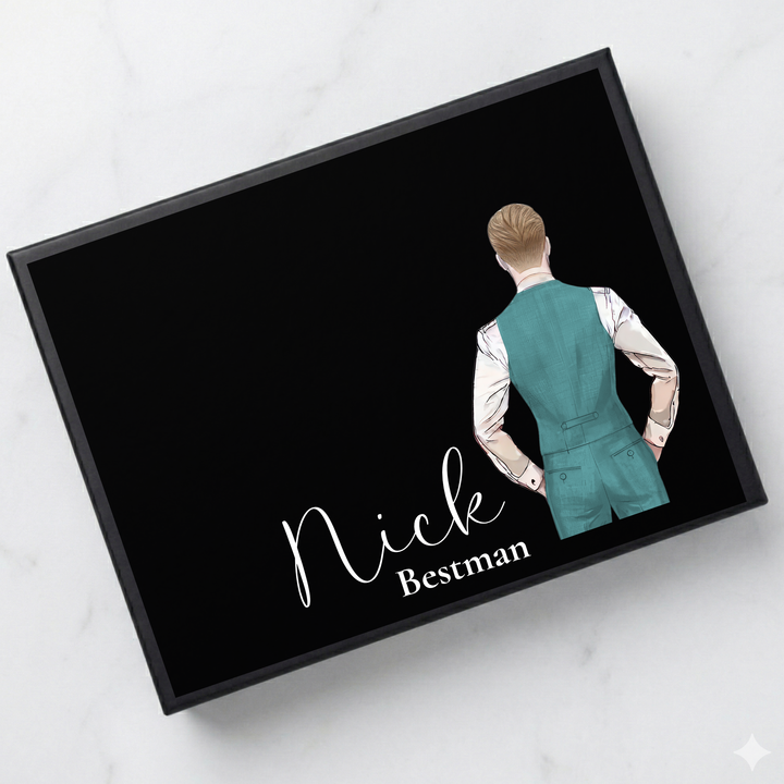 Sticker decal - Groomsmen - teal - waistcoat - for Magnetic topper box