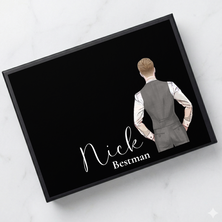 Sticker decal - Groomsmen - grey - waistcoat - for Magnetic topper box