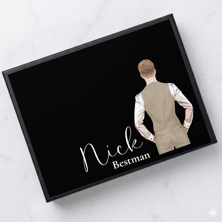 Sticker decal - Groomsmen - cream - waistcoat - for Magnetic topper box
