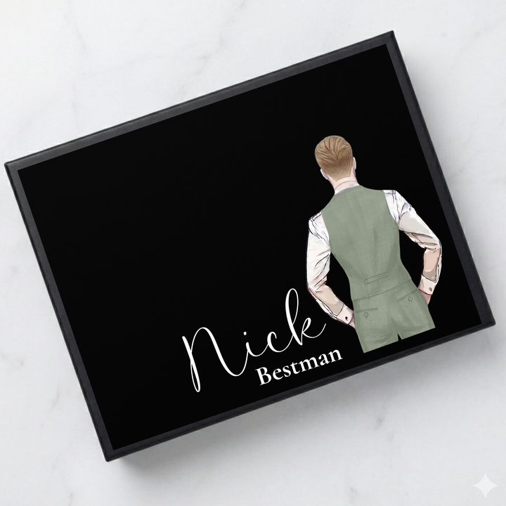 Sticker decal - Groomsmen - sage green - waistcoat - for Magnetic topper box