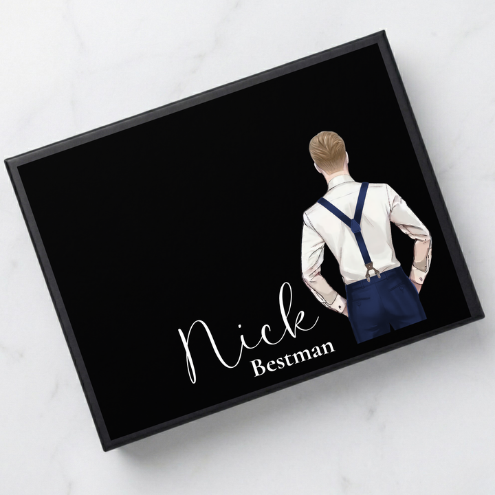 Sticker decal - Groomsmen - navy - suspender - for Magnetic topper box