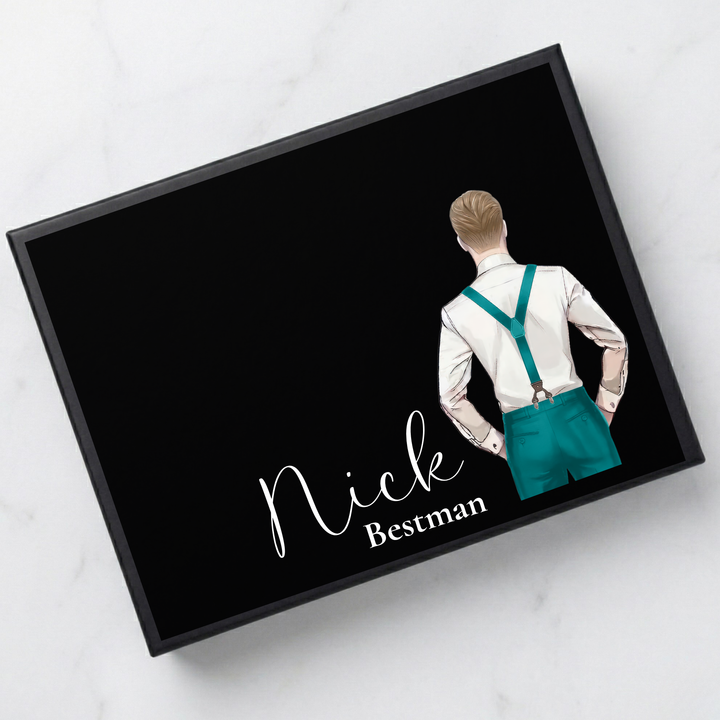 Sticker decal - Groomsmen - teal - suspender - for Magnetic topper box