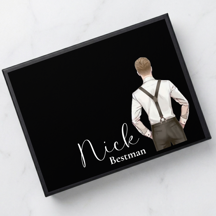 Sticker decal - Groomsmen - dark brown - suspender - for Magnetic topper box