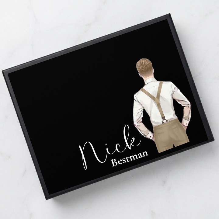 Sticker decal - Groomsmen - cream - suspender - for Magnetic topper box