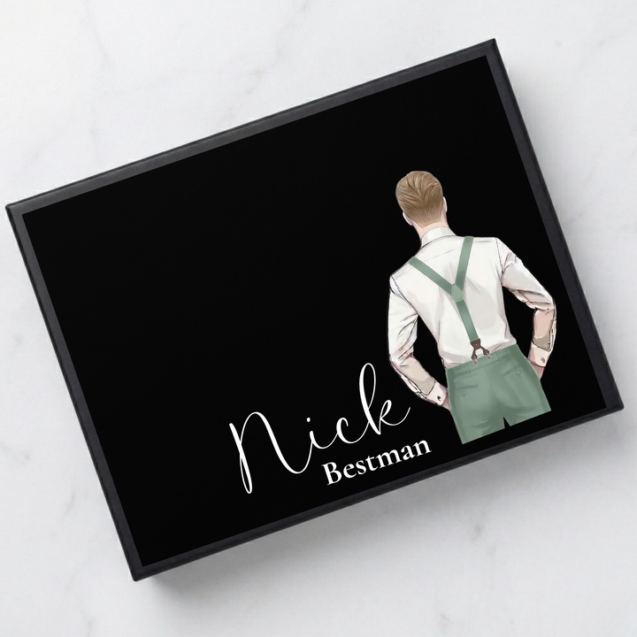 Sticker decal - Groomsmen - sage green - suspender - for Magnetic topper box