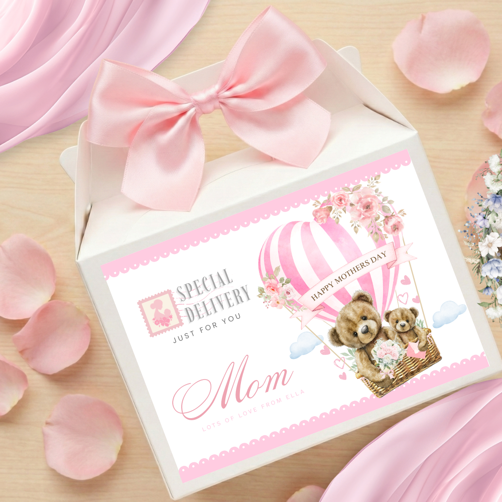 Label Sticker Party treat box - Mothers day bear - Crafty Mood