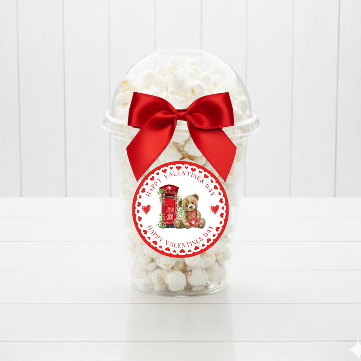 Label Sticker Circle - pack of 5 - bear telephone box ribbon valentine