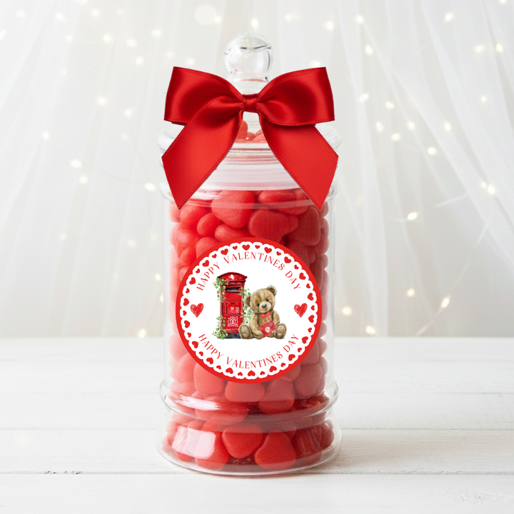Label Sticker Circle - pack of 5 - bear telephone box ribbon valentine