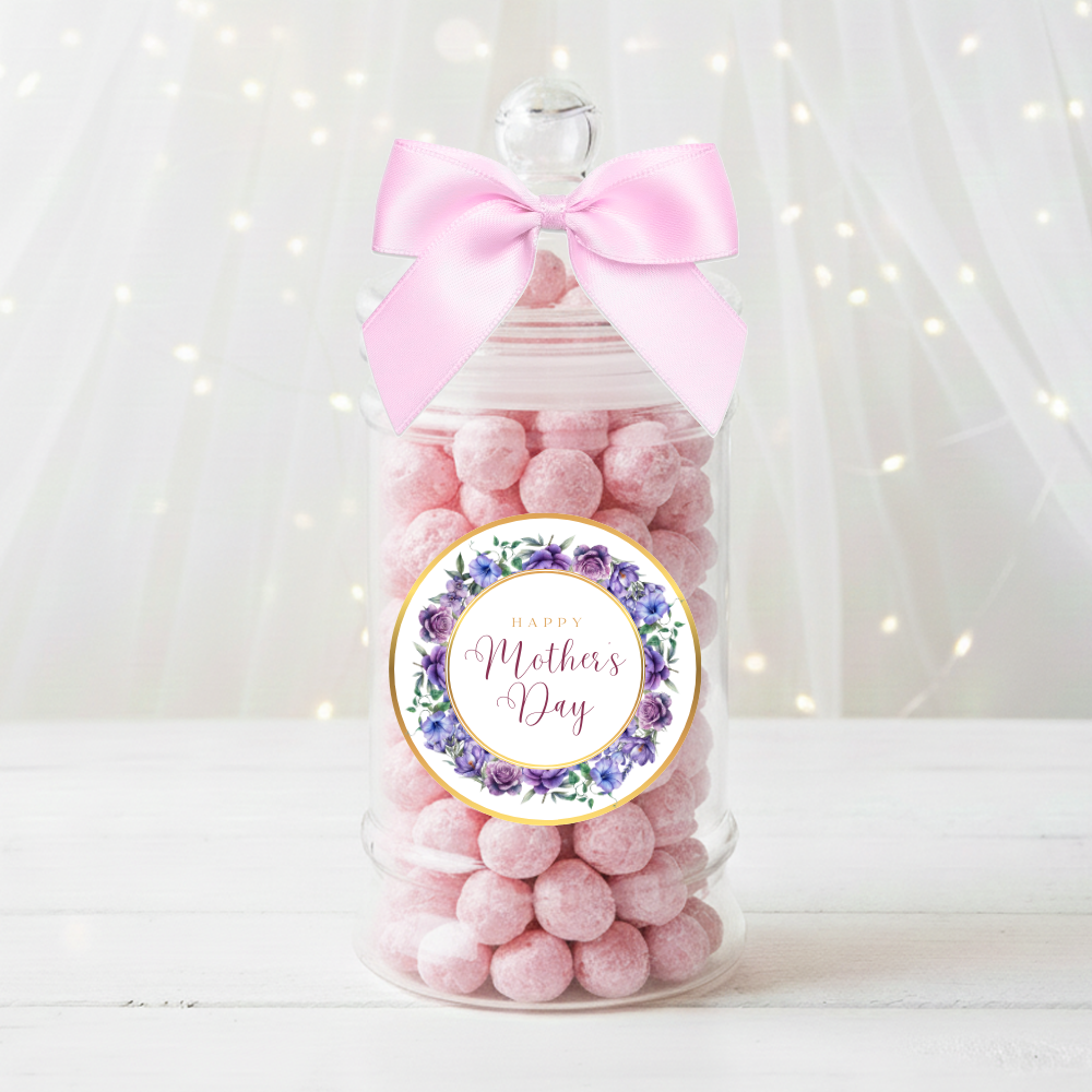 Label Sticker Circle - pack of 5 - Happy mothers day purple flower - Crafty Mood