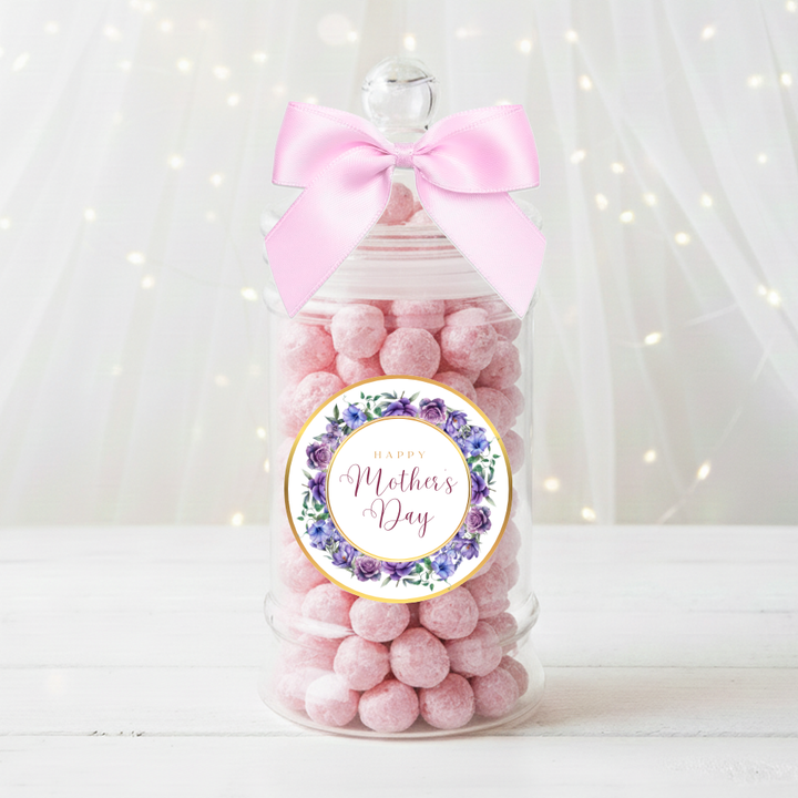 Label Sticker Circle - pack of 5 - Happy mothers day purple flower - Crafty Mood